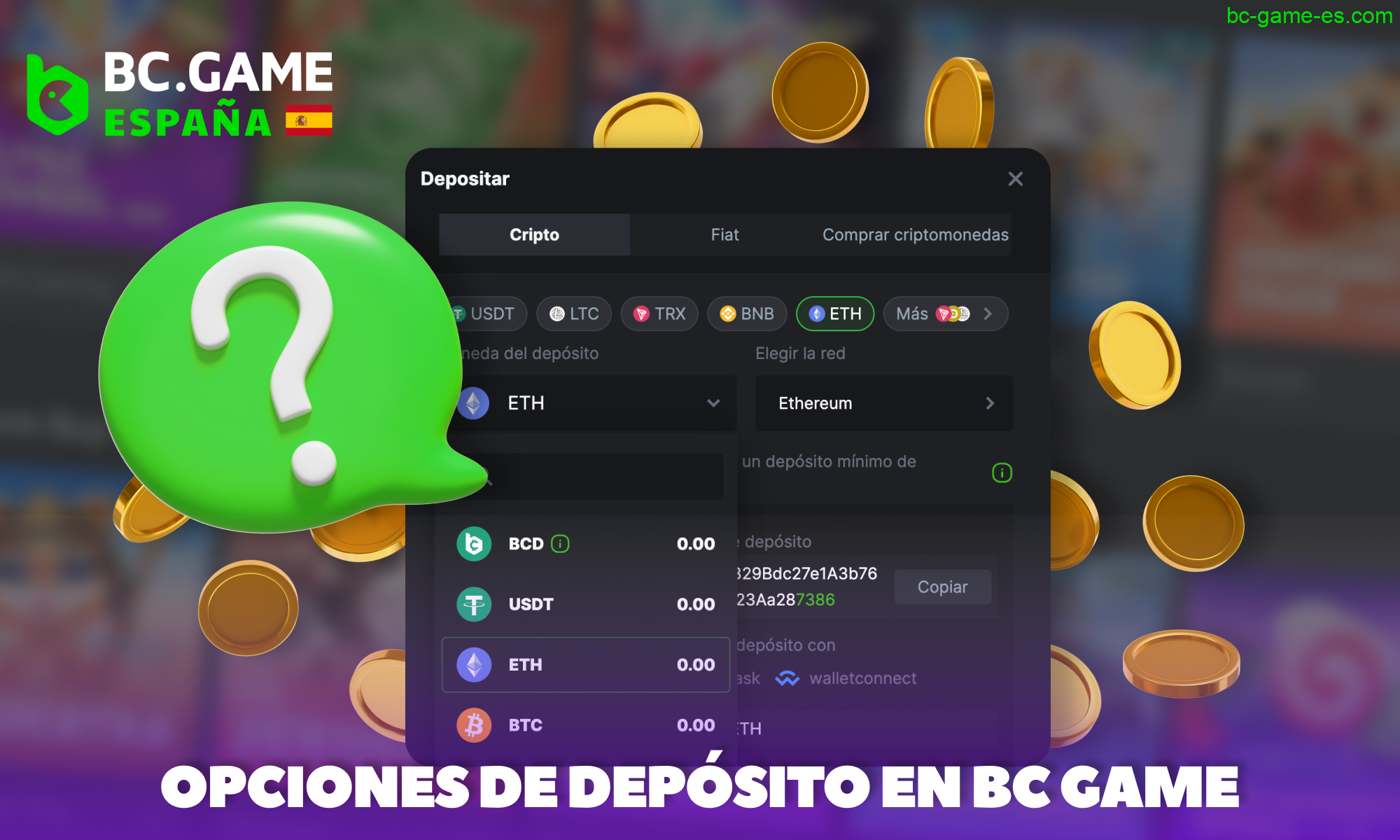 Métodos de depósito para usuarios españoles de BC Game