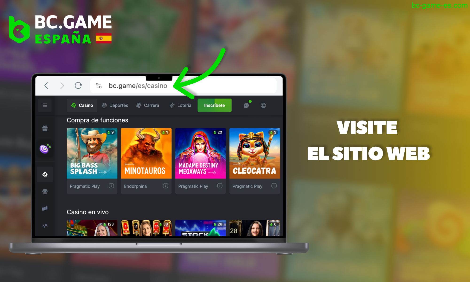 para retirar dinero del sitio web de BC Game España, vaya al sitio web oficial