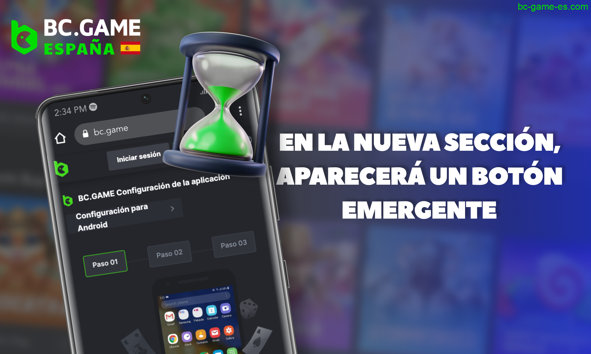Para descargar la aplicación BC Game España, espera la notificación emergente