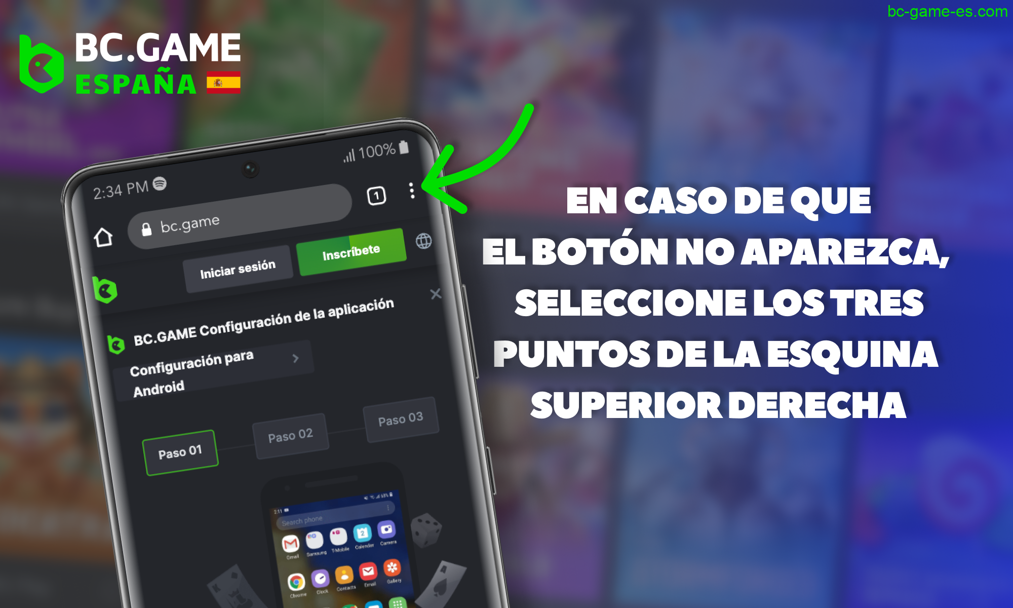 Para descargar la aplicación BC Game España, ve a Opciones