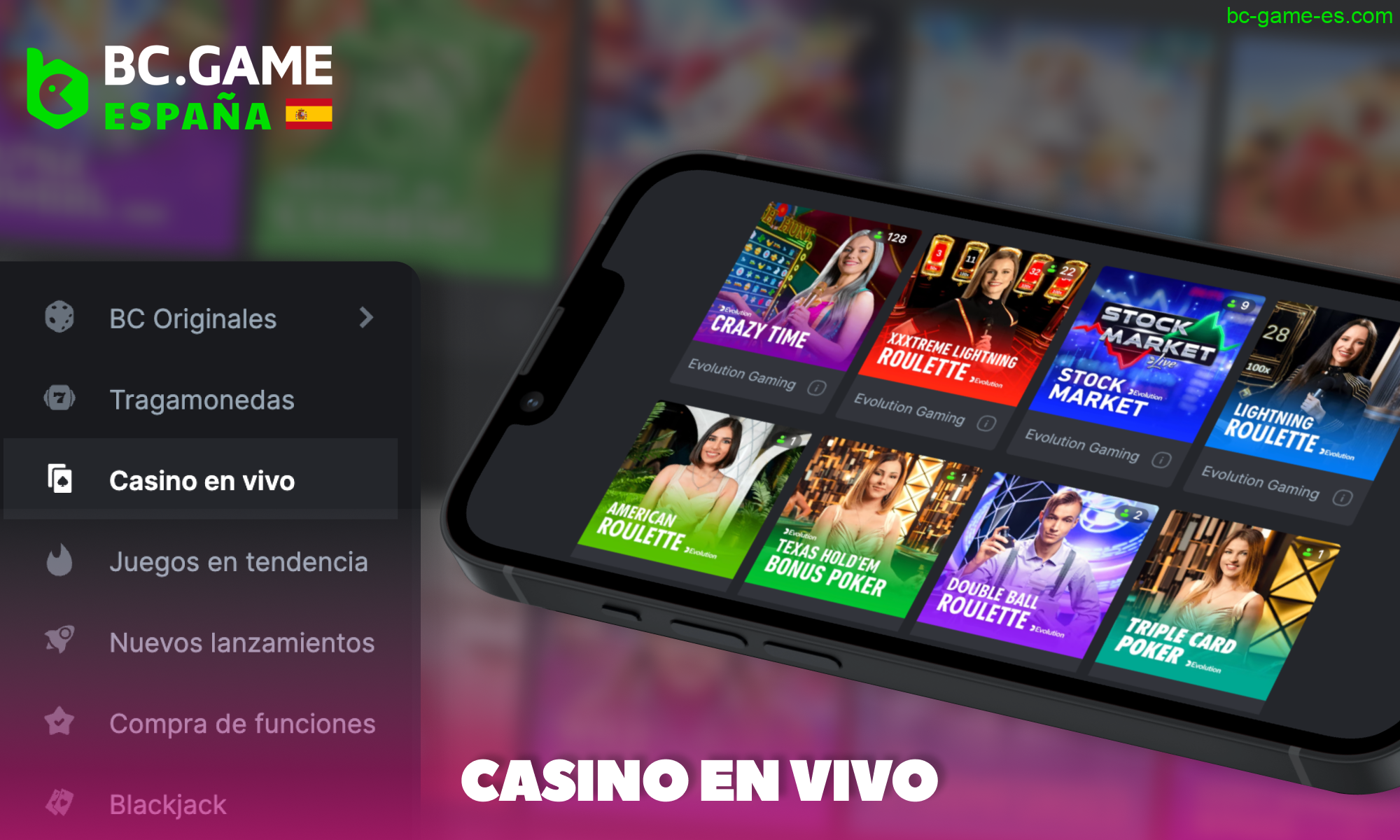 Casino en vivo para jugadores de BC Game de España