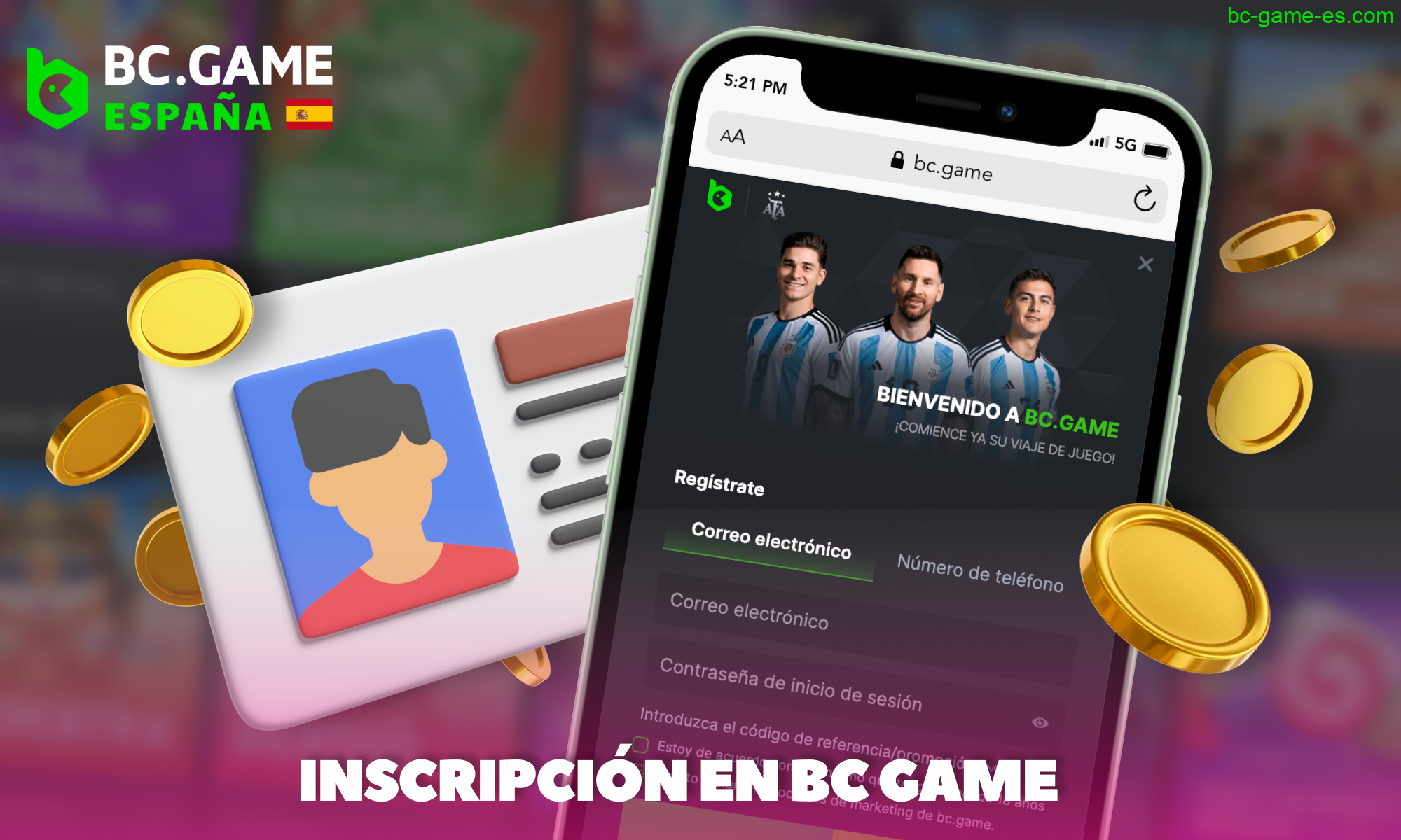 Crear una cuenta en la web de BC Game España