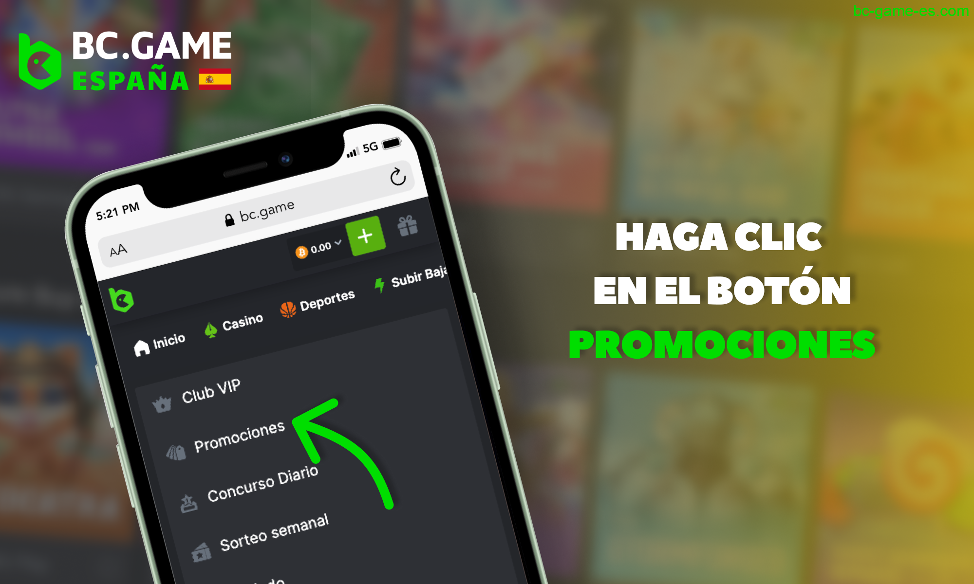 BC Game España - ve a la sección "Promociones"