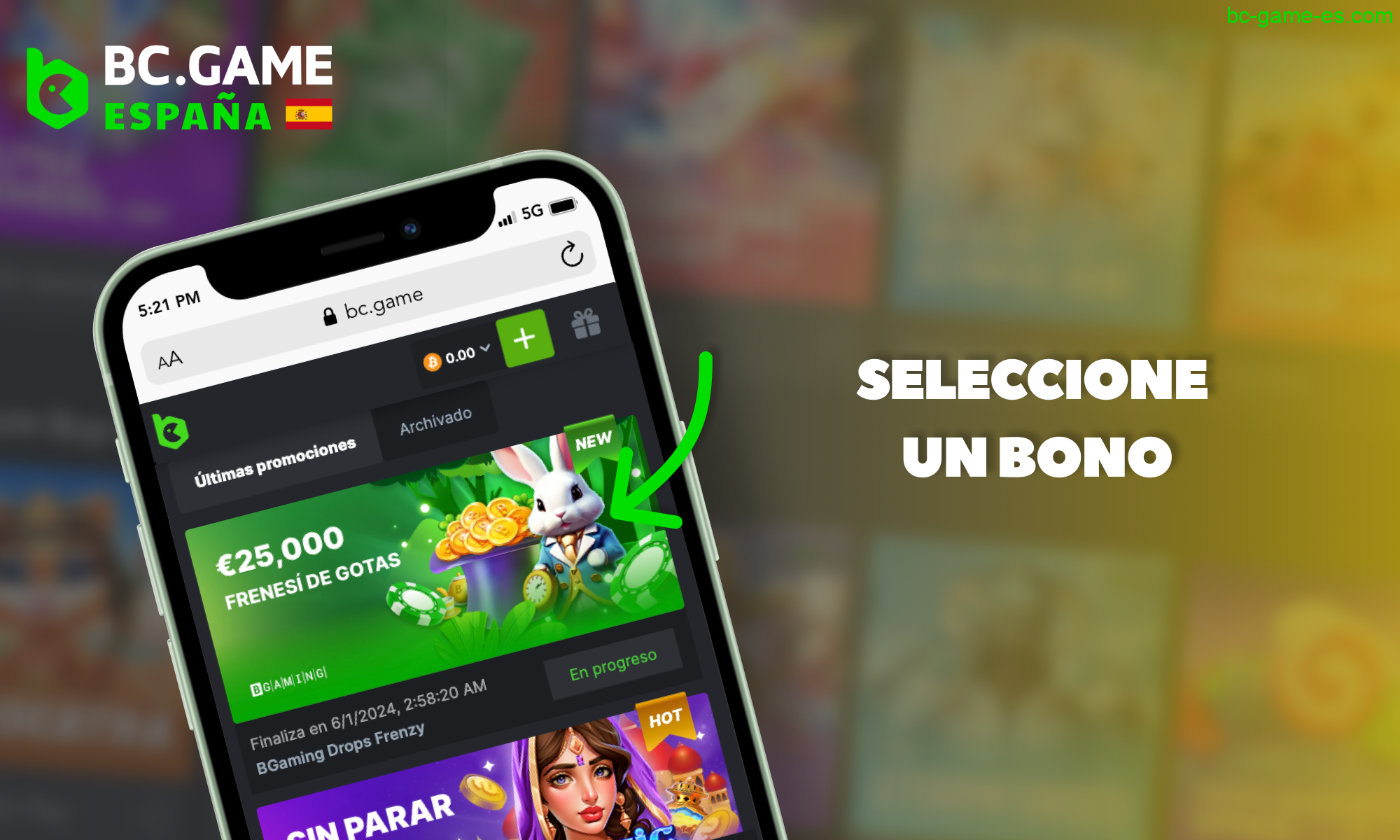 Seleccione el bono que más te guste en la web de BC Game España