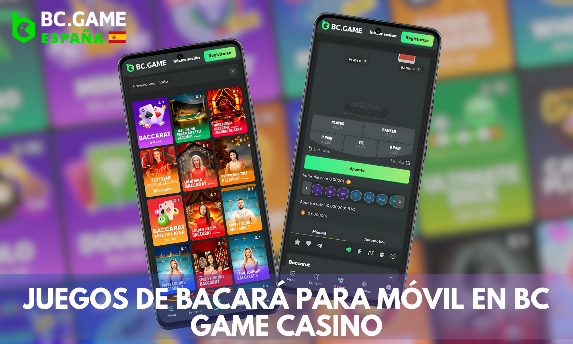 Se puede jugar al baccarat en dispositivos móviles en BC Game Casino