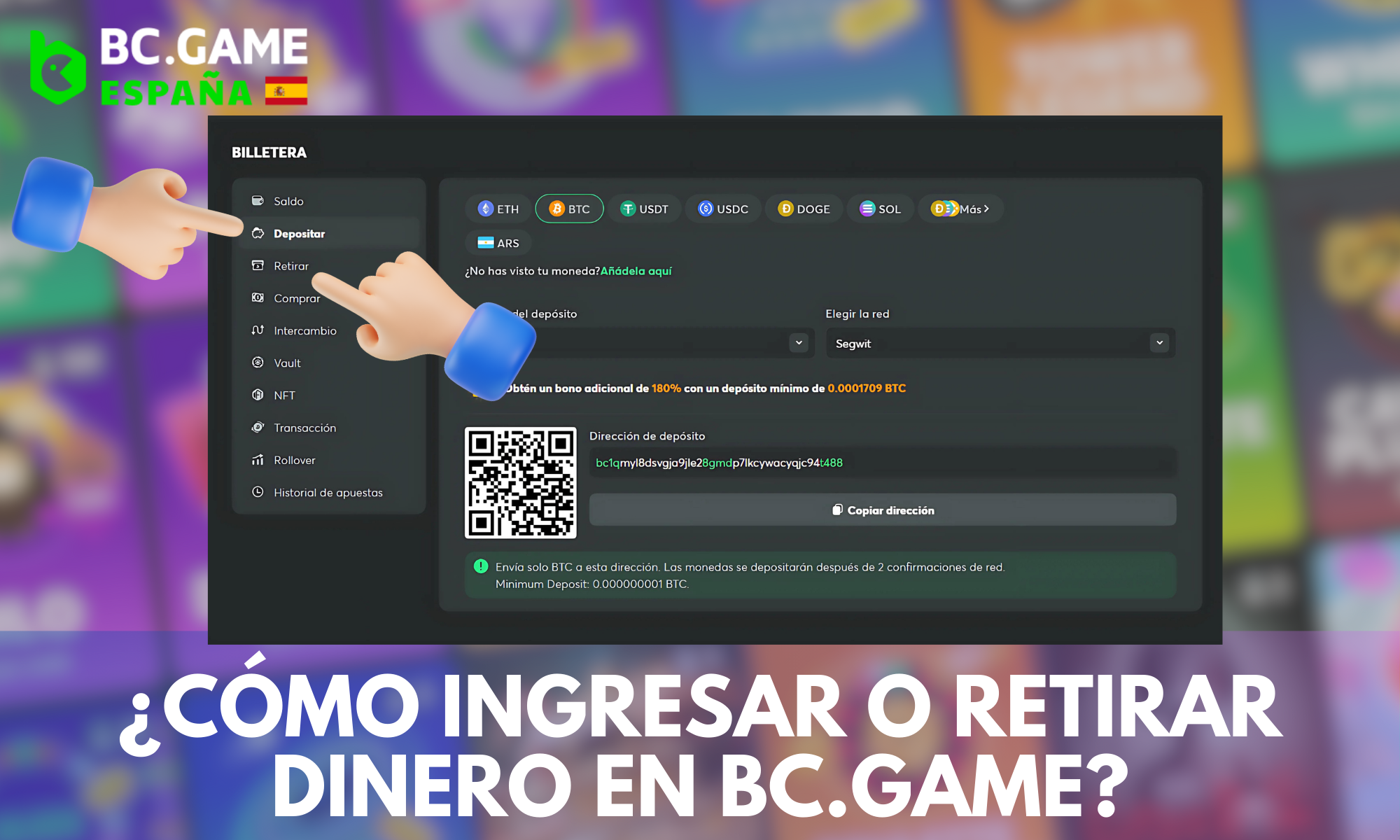 Más información sobre cómo ingresar o retirar fondos en BC.Game